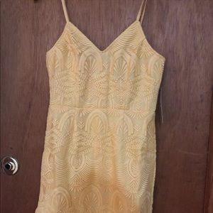 Yellow Embroidered Sleeveless Dress